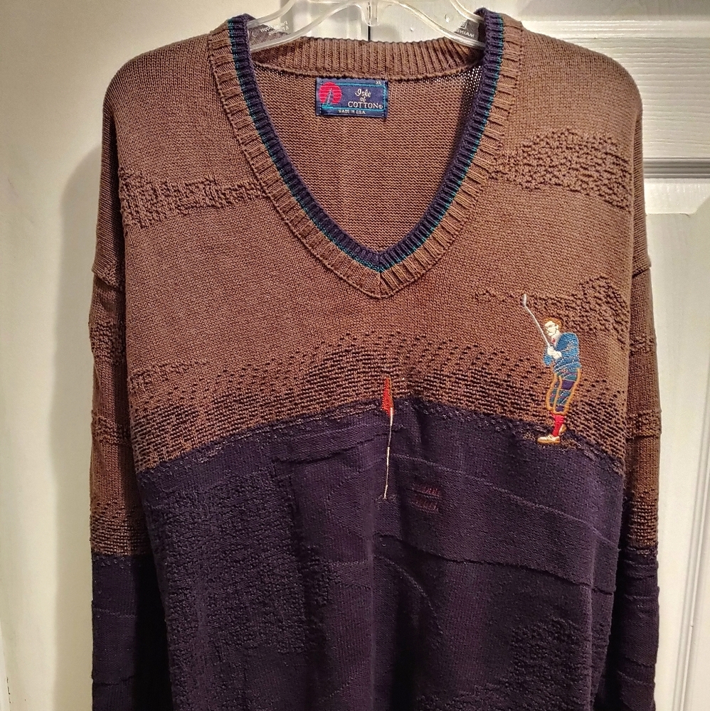 Men's ISLE OF COTTON Vintage 90’s Long V-Sweater